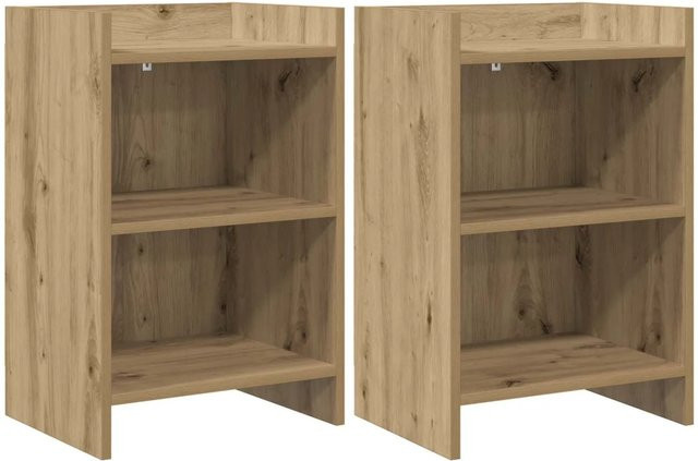 Set aus 2 vidaXL Nachttischen in Artisan-Eiche, modern, B/T/H: 40 x 30 x 60 cm - Bild 1