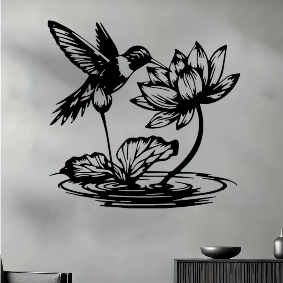 CIFBUY Kolibri Metall-Wandkunst Skulptur in Schwarz als Gartendekoration für den Außenbereich - Bild 4