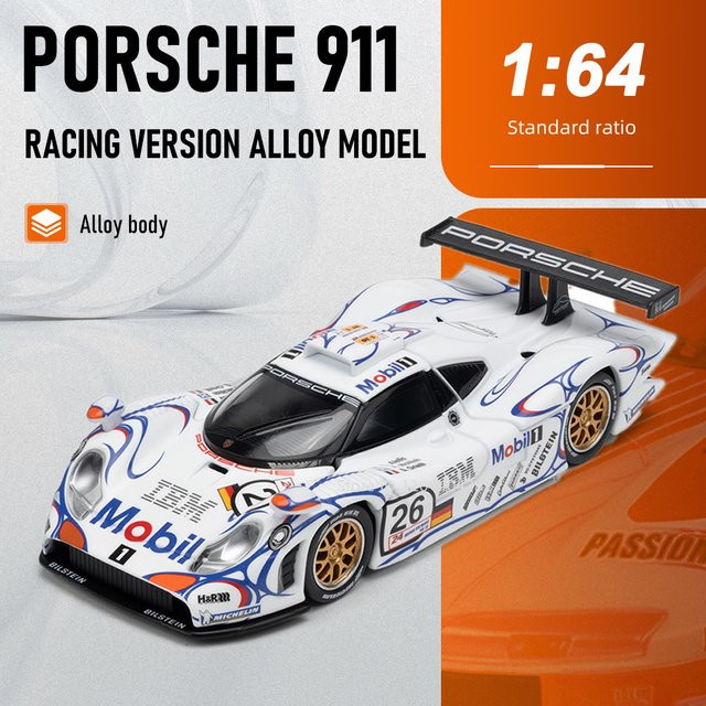 MAKEDA Porsche 911 GT1 LM 1998 Toyota Land Cruiser, Legierungsmodell, 1:64, Metall, Gummi - Bild 1