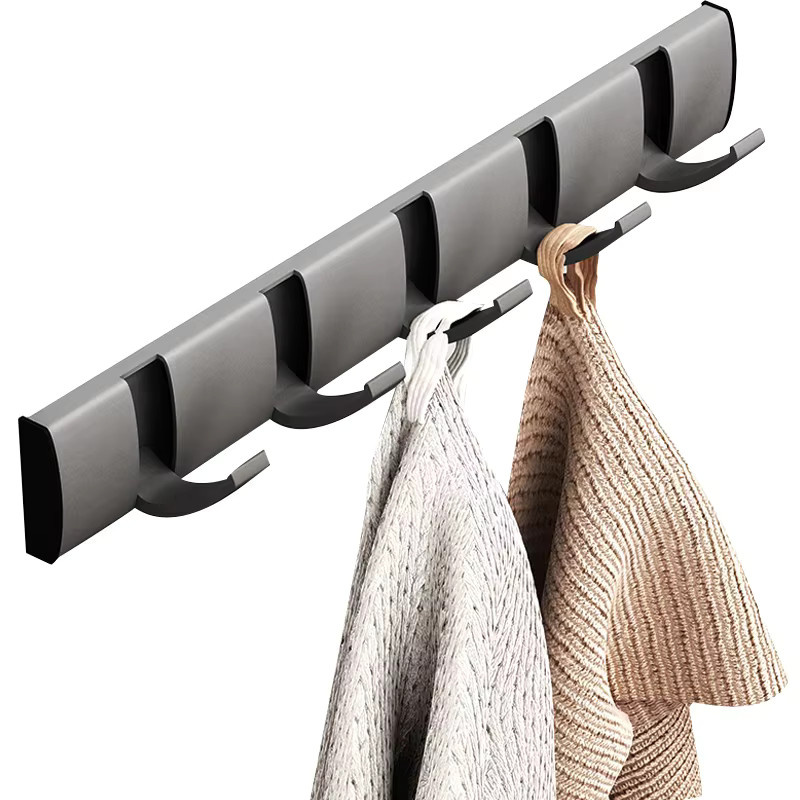 YUNJIEYA Klapptürhaken Handtuchhalter und Mantelhalter in Grau, selbstklebend ohne Bohren für Badezimmer und Küche - Bild 6