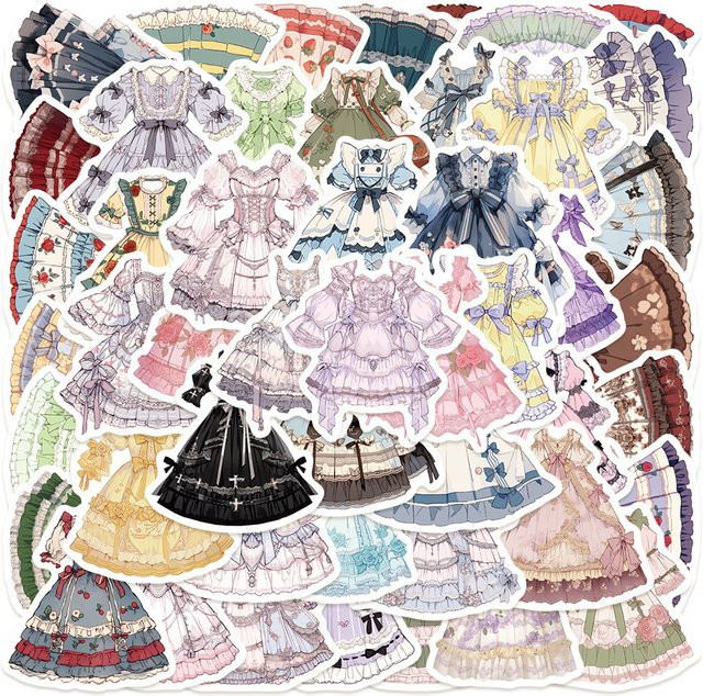 50-teiliges Set wasserfeste Lolita Aufkleber im Girly-Stil von Anime Worlds Store, Mehrfarbig - Bild 1