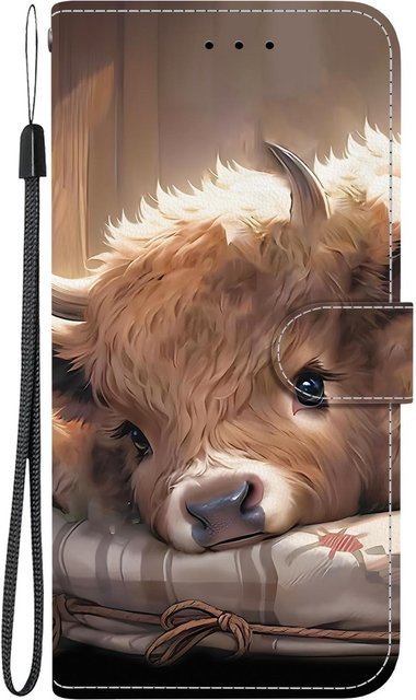 Handgefertigte PU-Leder Flip-Hülle für Samsung Galaxy S20 FE und S20 Lite mit Handschlaufe und Katzen-Design in Grau - Bild 1