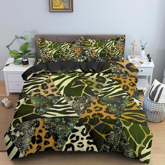 King Queen Bettwäsche-Set mit Leopardenmuster in Braun und Multicolour, weiches Microfaser-Bettbezug-Set für Teenager und Frauen, B/H: 135 x 200 cm - Bild 1