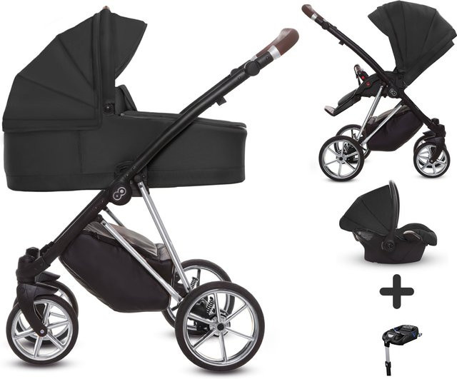TPFLiving 4in1 Kinderwagen Ultra Stoff in Schwarz mit Chrom Gestell - Bild 1