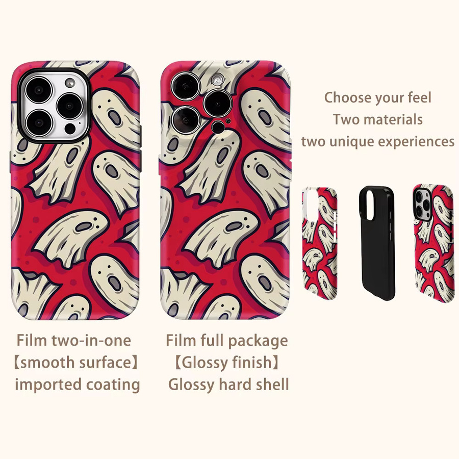 Red Ghost Handyhülle für iPhone 17 Pro Max Plus 16 15 14 13 12 11 in Rot mit doppelschichtiger Rückseite - Bild 3