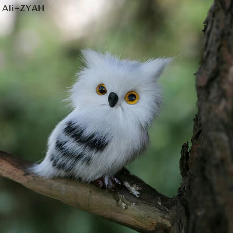 JETTING Mini Eulen-Ornament aus weißem Kunstfell als dekorative Vogelfigur für dein Zuhause - Bild 3
