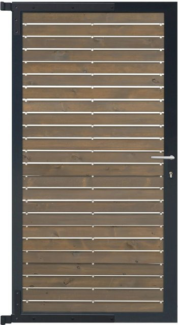 GartenLand Steckzauntor Craftwood aus Kiefer und Aluminium in Grau Anthrazit, B: 90 cm, H: 175 cm - Bild 1