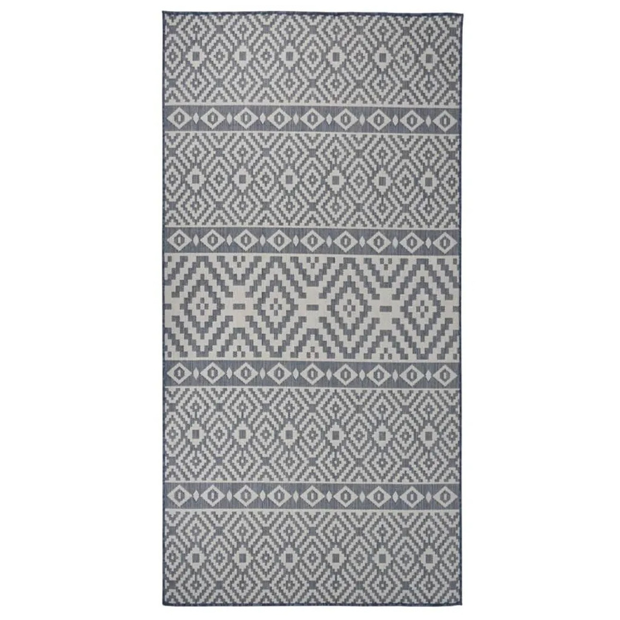 vidaXL Outdoor-Teppich Flachgewebe Blau Gestreift B/T: 100 x 200 cm - Bild 2
