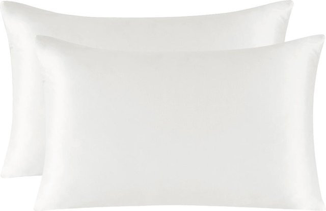 JMG Clothing 2er-Set Kissenbezüge aus 100% Maulbeer-Naturseide mit Reißverschluss, Weiß, B/H: 51 x 66 cm - Bild 1