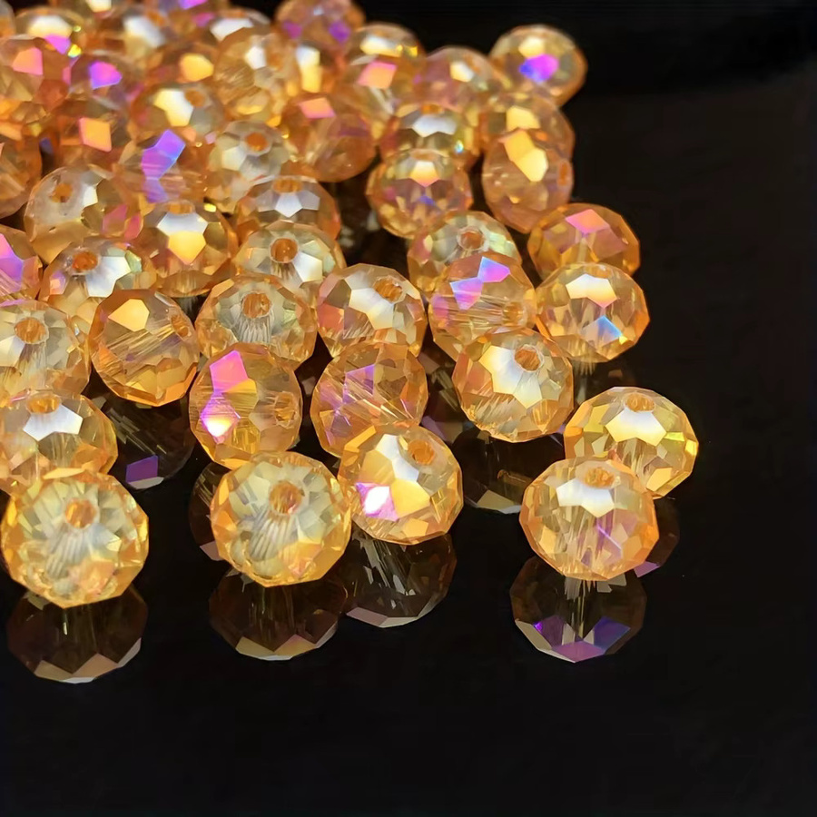 YUANZHIRUN Glas Spacer-Perlen, Gold Rose, Rondelle, Facettiert - Bild 2