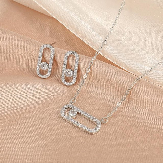 Lucky Star Jewelry Schmuck-Set, Ohrring-Halskette, Zirkonia, Kupfer, Gold, Damen - Bild 1