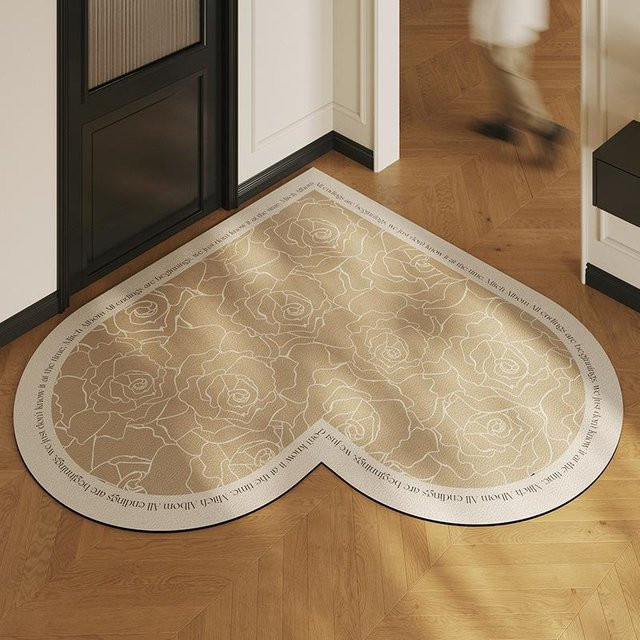 Fußmatte im antiken Stil mit Herzmotiv, beige, B/B: 120 x 120 cm, rutschfest und saugfähig - Bild 1