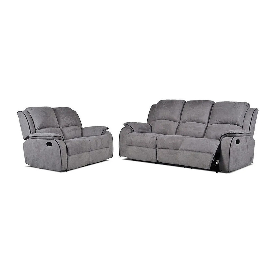Vente-unique Couchgarnitur Hernani aus Microfaser in Grau bestehend aus 3-Sitzer, 2-Sitzer und Relaxsessel - Bild 2