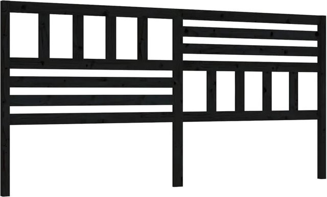 vidaXL Kopfteil aus Kiefer-Massivholz in Schwarz, B: 206 cm, T: 4 cm, H: 100 cm - Bild 1