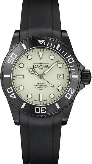 Davosa Herrenuhr Taucher, Automatik, Edelstahl, 42 mm, Kautschuk, Schwarz - Bild 1