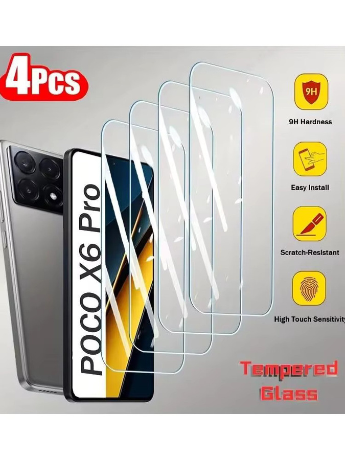 4er-Pack Xiaomi Displayschutzfolie aus gehärtetem Glas für Poco X6 Pro und Poco X6, transparent - Bild 5
