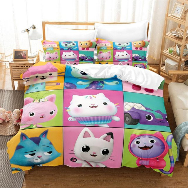 Flylo Bettwäsche-Set mit Cartoon-Motiv für Kinder und Erwachsene, 3-teilig, Mehrfarbig, B/H: 228 x 228 cm - Bild 1