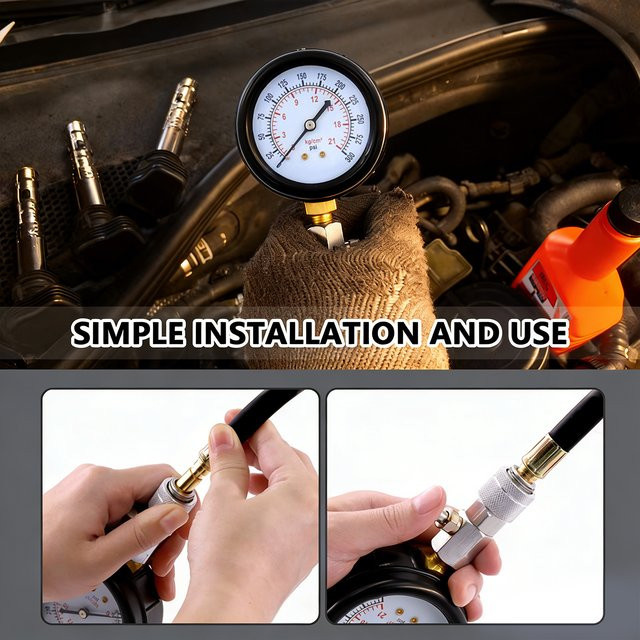 Podofo 8-teiliges professionelles Zylinderdruckmessgerät Set für Benzinmotoren mit M10, M12, M14 und M18 Adaptern - Bild 1