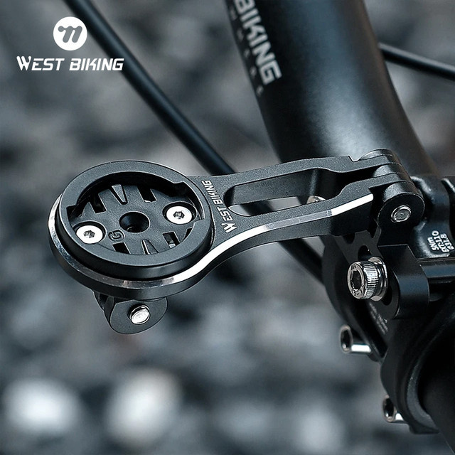 West Biking Verstellbare Fahrrad Computer Halterung in Schwarz für Garmin und Bryton mit Vorbau Doppelhalterung für Fahrradlicht und GoPro - Bild 1