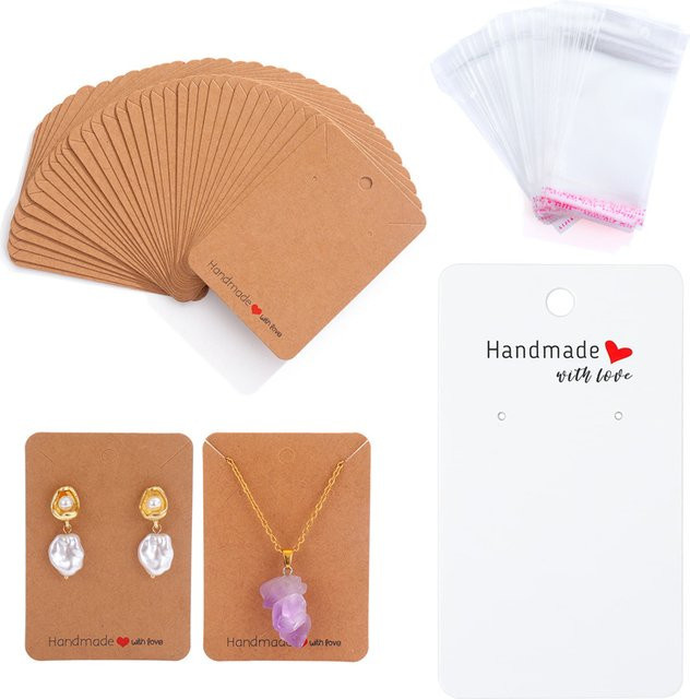 Aclovex 20er Set Schmuckverpackung aus Papier mit selbstklebenden Taschen für Ohrringe und Halsketten - Bild 1