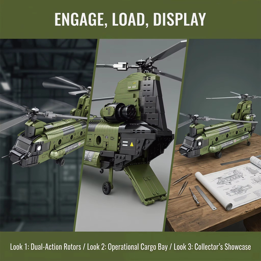 AMAZINGBLOKS CH-47 Chinook Transporthubschrauber, Baukasten, 1.451 Teile - Bild 4
