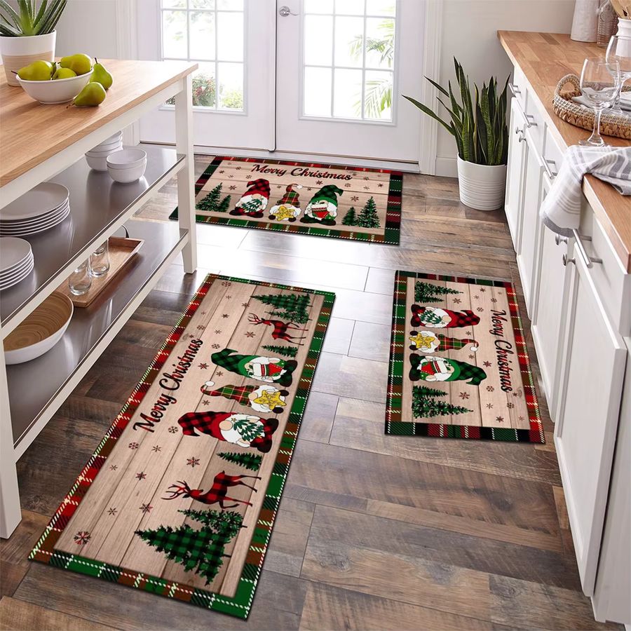 Vikama Druckteppich mit Weihnachtszwerg und Weihnachtsbaum-Muster für Wohnzimmer, Küche oder Schlafzimmer - Bild 2