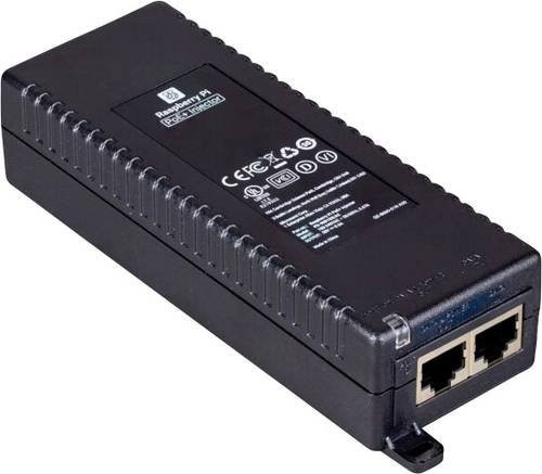 Raspberry Pi PoE Injektor 10/100/1000MBit/s IEEE 802.3af (12.95 W) und IEEE 802.3at (25.5 W) in Schwarz - Bild 1