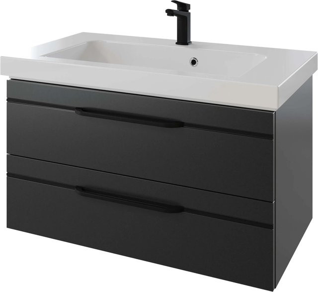 Pelipal Waschbeckenunterschrank Quantum 05 in Anthrazit glänzend, Breite: 88 cm, Tiefe: 48 cm, Höhe: 1 cm - Bild 1