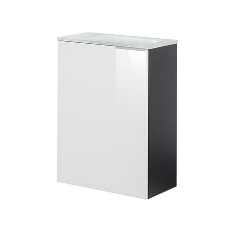Fackelmann Waschbeckenunterschrank SBC für Badezimmer und Gäste-WC, Weiß oder Anthrazit, mit lackierten Glastüren und Soft-Close-Funktion, B/H/T: 44 x 60 x 24,3 cm - Bild 2