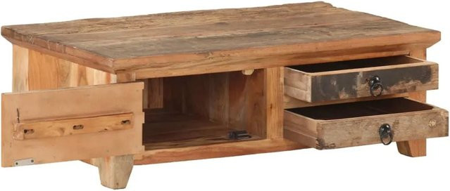 vidaXL Couchtisch aus Massivholz Akazie in Braun im Vintage-Design B/T/H: 90 x 50 x 31 cm - Bild 1