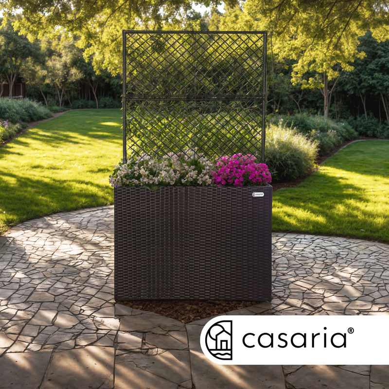 CASARIA Blumenkasten aus Polyrattan mit Rankgitter in Braun, B/T/H: 83 x 30 x 30 cm - Bild 4