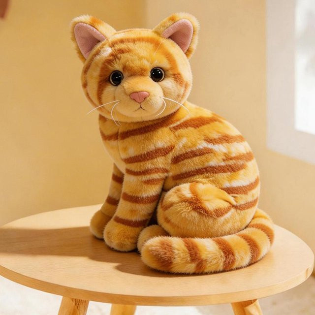 Binchi Fitness Cartoon Katze Plüschtier, Bunt Grau Orange Beige, 26cm, ab 14 Jahre - Bild 1