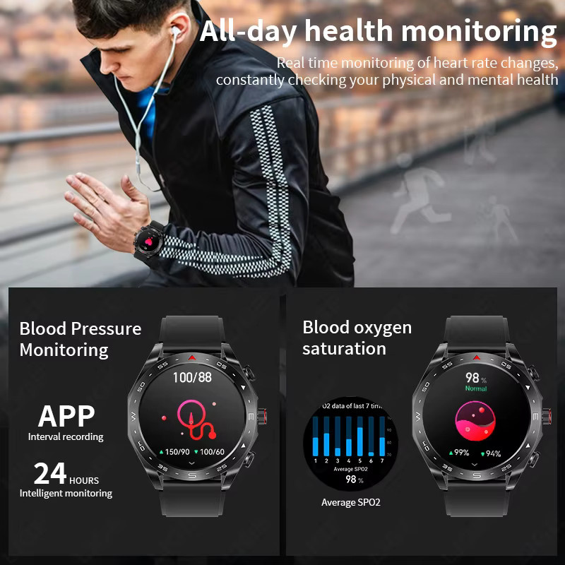 LIGE Smartwatch mit integriertem Bluetooth-Ohrhörer und Lautsprecher, AMOLED-Bildschirm, wasserdicht, in Schwarz oder Rot - Bild 3