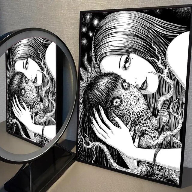 Wanddeko Tomie Horror Cartoon Poster von Sweet Art Gallery, Japanischer Stil 1980er, Selbstklebender Wasserdichter Aufkleber, Breite: 70 cm, Höhe: 100 cm - Bild 1