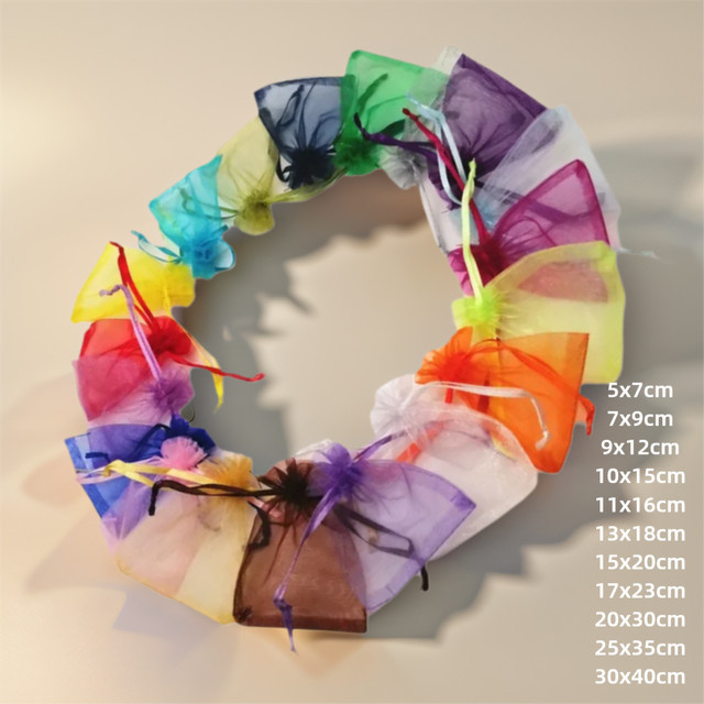 500 Stück Organzabeutel mit Kordelzug von Ruiday in Pink und Multicolour für Schmuck, Geschenke und Hochzeiten, B: 7,0 cm x H: 7,0 cm x T: 5,0 cm - Bild 1
