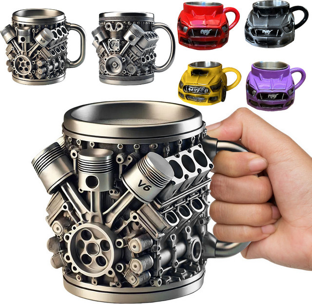 Alloet Kaffeetasse in Autoform aus Edelstahl, Silber - Bild 1