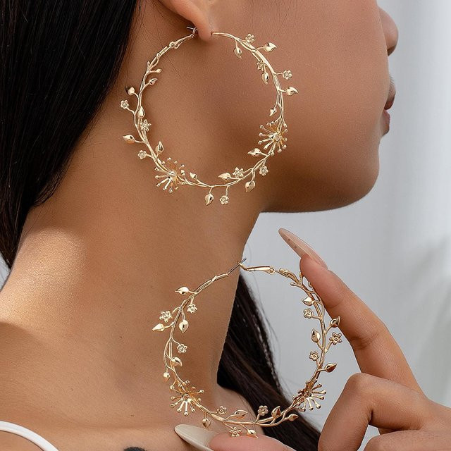 Ohrringe Vintage, Geometrische Ohrringe, Zinklegierung, Gold, Damen - Bild 1