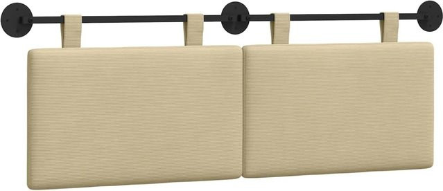vidaXL Hängendes Kopfteil aus Cordstoff in Beige, Modernes Polsterteil für Schlafzimmer, Breite: 130 cm, Höhe: 55 cm, Tiefe: 5 cm - Bild 1