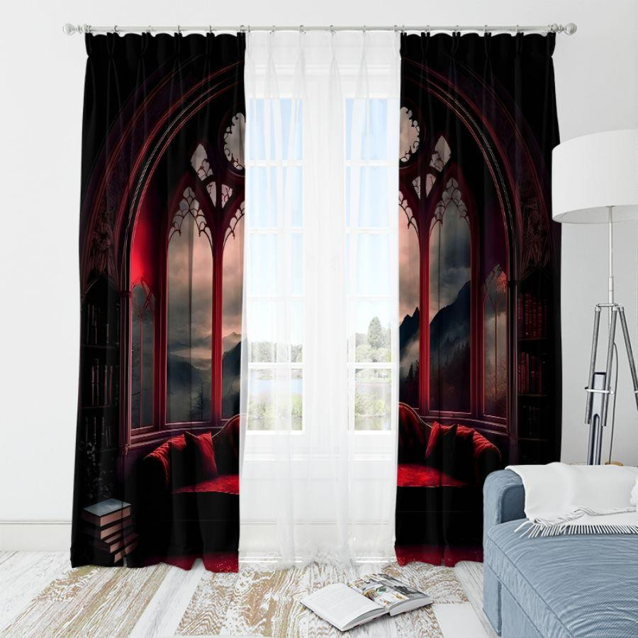 Yiran Furniture Vorhänge aus Polyester in Schwarz, 2er-Set, semi-transparent, moderner Stil, Breite: 35 cm, Höhe: 100 cm - Bild 4