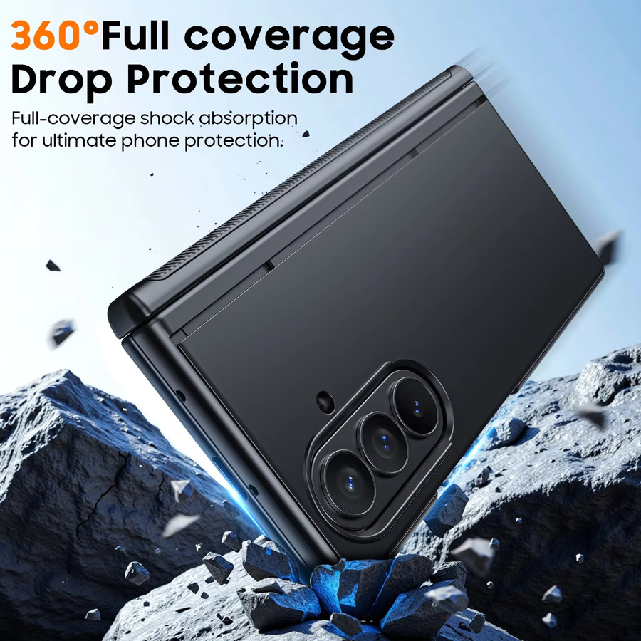 BANGZAO Handyhülle für Galaxy Z Fold 7 in Schwarz mit MagSafe, Scharnierschutz, Displayschutzfolie und integriertem Ständer - Bild 6