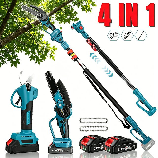 4-in-1 Elektrische Kettensäge und Astschere mit Teleskopstange für Makita 18V LXT, 6 Zoll Hochastsäge mit 25mm Schnittkapazität - Bild 1
