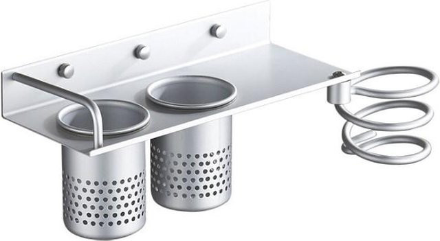 Bestbags Haartrocknerhalter aus Aluminium zur Wandmontage, Organizer für das Badezimmer in Schwarz, Silber oder Weiß - Bild 1