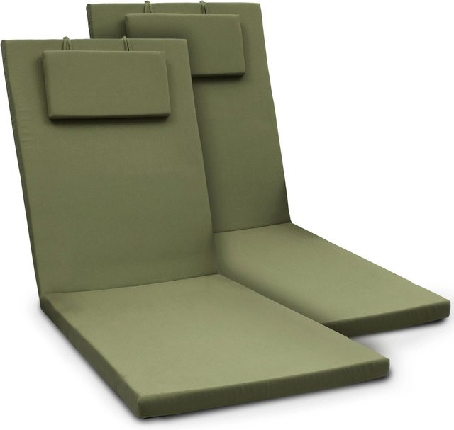 Beautissu 2er Set Gartenliege Auflage Loft RL, Farbe: Olivegrün, B/T/H: 200 x 60 x 5 cm - Bild 1