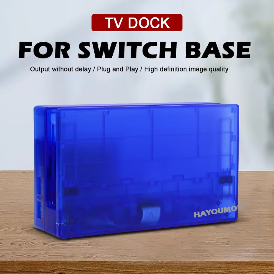 Pogopirate TV Dock Station für Nintendo Switch, Transparent Blau, HDMI-kompatibel mit AC Adapter - Bild 3