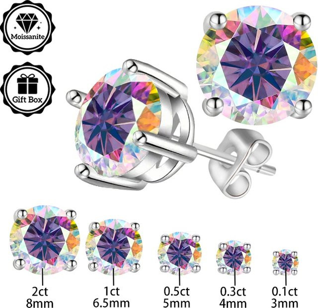 LAMVOICE Ohrstecker, Regenbogen-Moissanit, Damen - Bild 1