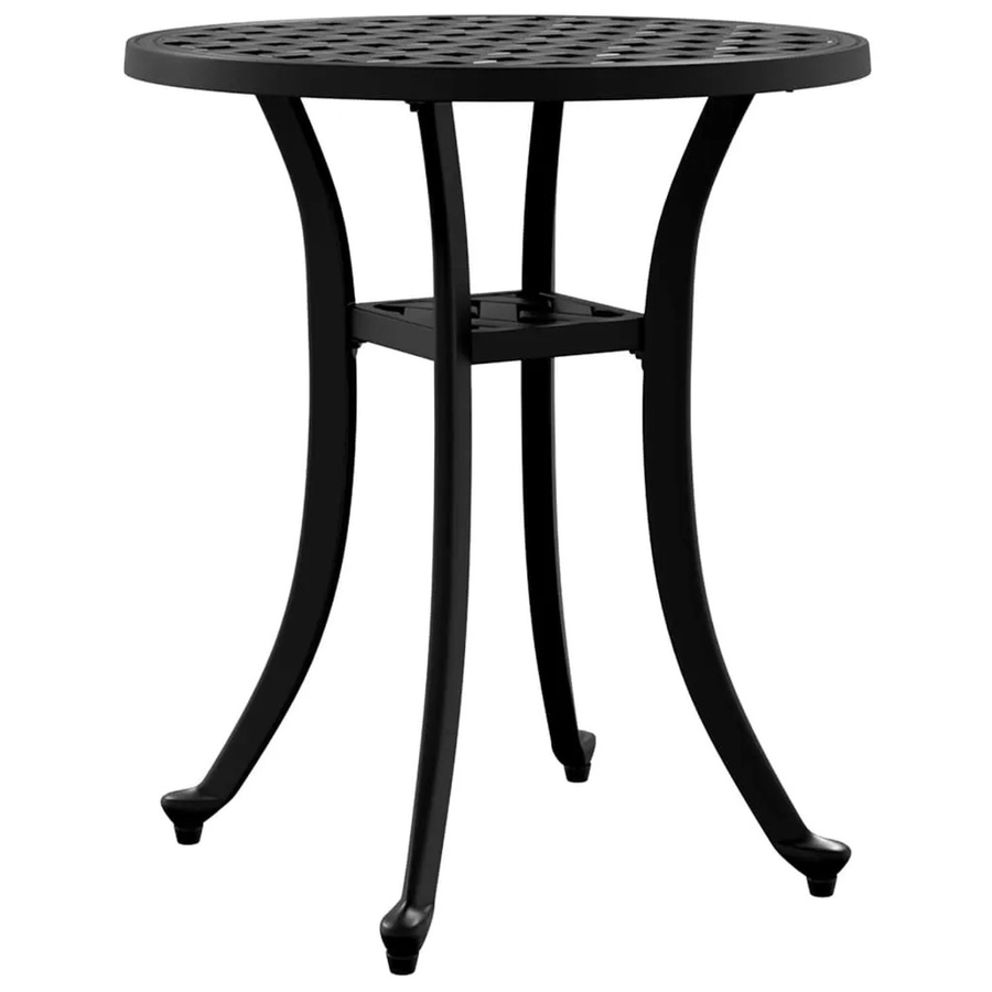 vidaXL Gartentisch aus Aluminiumguss in Schwarz, runder Beistelltisch für Outdoor und Indoor, Durchmesser: 48 cm, Höhe: 53 cm - Bild 2