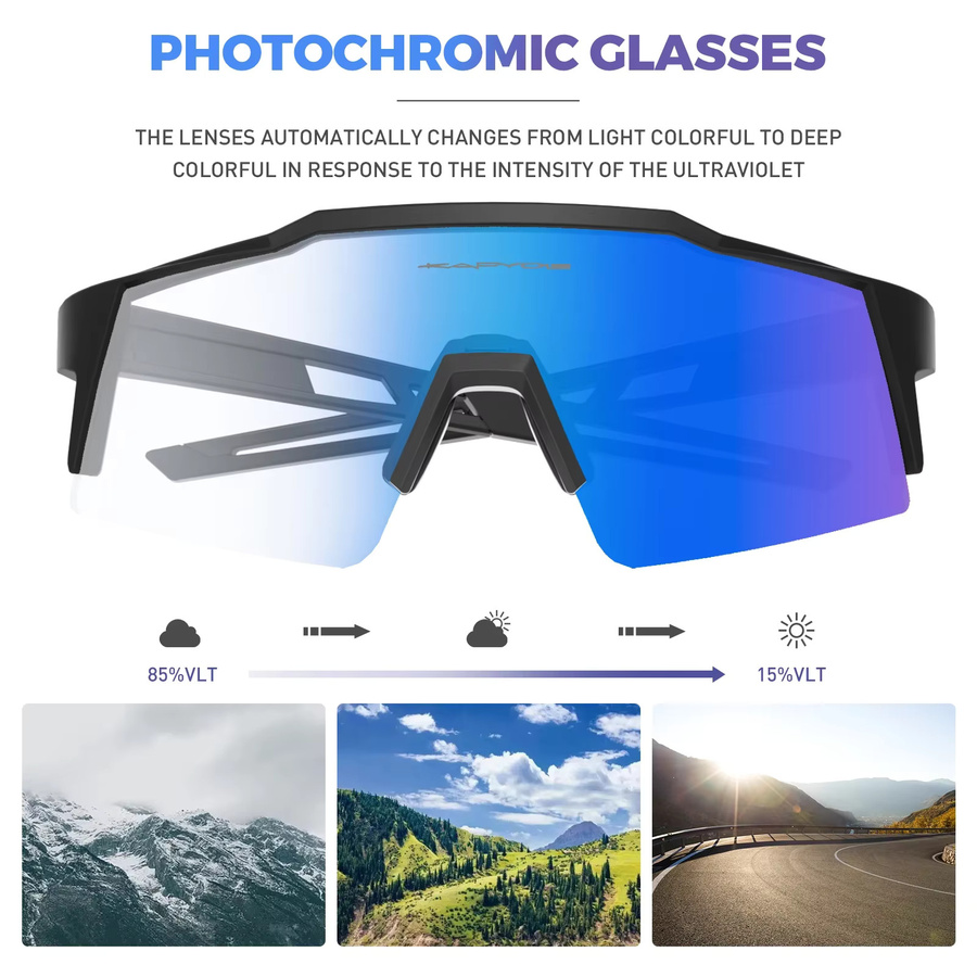Kapvoe Sonnenbrille, Sportsonnenbrille, Rot, Photochromatisch, Kunststoff - Bild 3