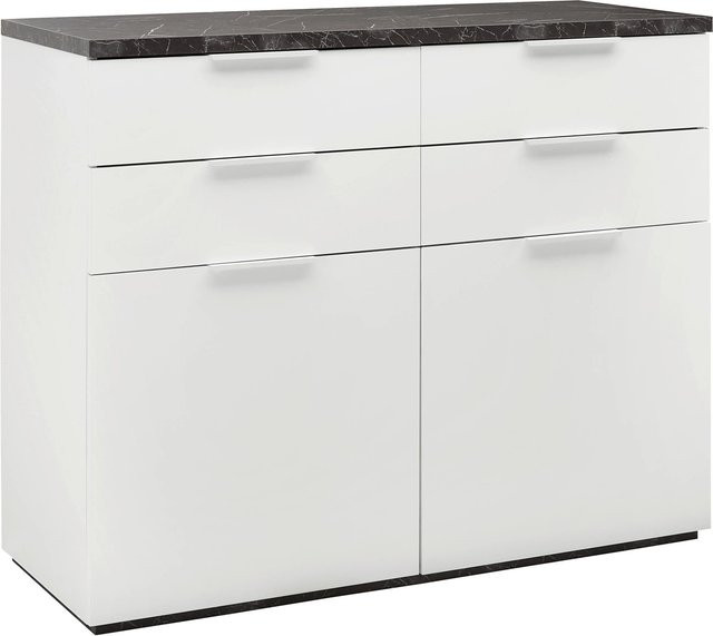 Premium Living Kommode modern in Anthrazit und Weiß mit Hochglanzoberfläche - Bild 1