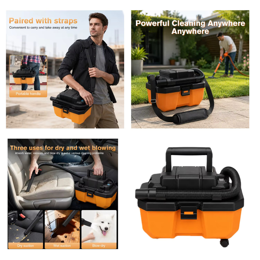 DeWalt Multifunktionaler 3-in-1 Nass- Trocken- Blas- und Saug-Staubsauger in Orange für 18V Lithium-Akku - Bild 5