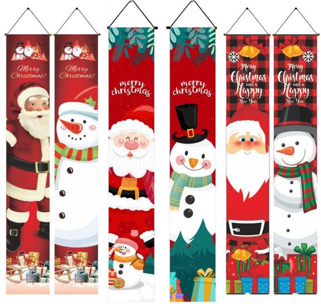 VIKAMA Weihnachts-Türpaare Frohe Weihnachten Banner zur Dekoration für Haustür, Hof und Garten in Multicolor - Bild 1